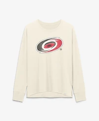 Fanatics Women's Cream Carolina Hurricanes Distressed Logo Long Sleeve T-Shirt
