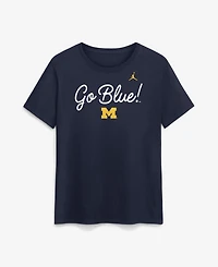 Jordan Women's Navy Michigan Wolverines Script Mantra Logo T-Shirt
