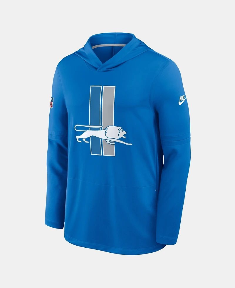Nike Men's Blue Detroit Lions Sideline Dri-fit Long Sleeve Hooded T-Shirt