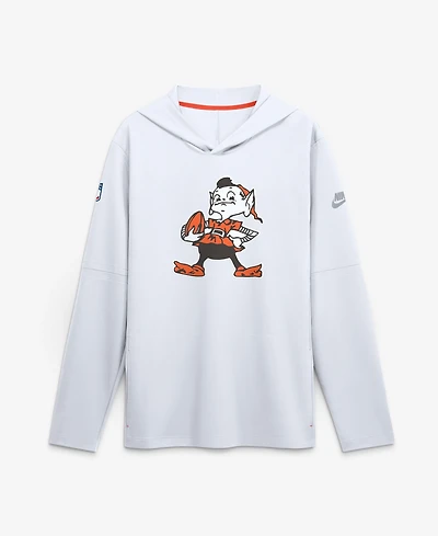 Nike Men's White Cleveland Browns Sideline Dri-fit Long Sleeve Hooded T-Shirt