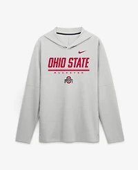 Nike Men's Gray Ohio State Buckeyes 2026 Sideline Lightweight Long Sleeve Hooded Dri-fit T-Shirt