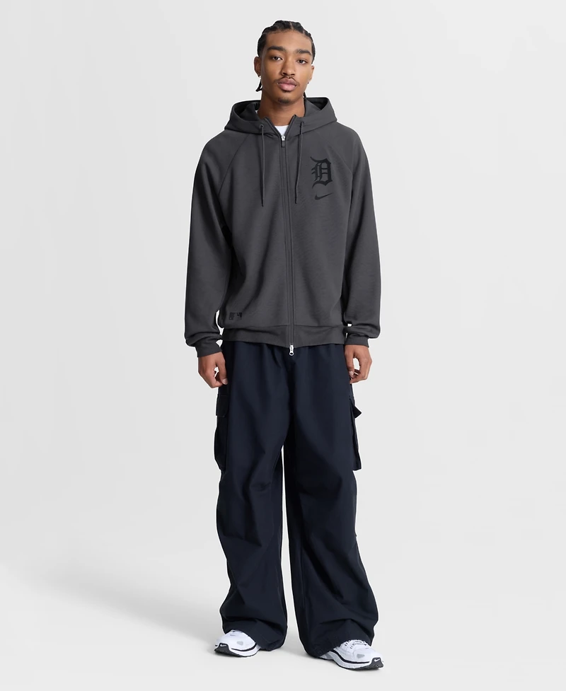 Nike Men's Anthracite Detroit Tigers Authentic Collection Player Raglan Dri-fit Full-Zip Hoodie