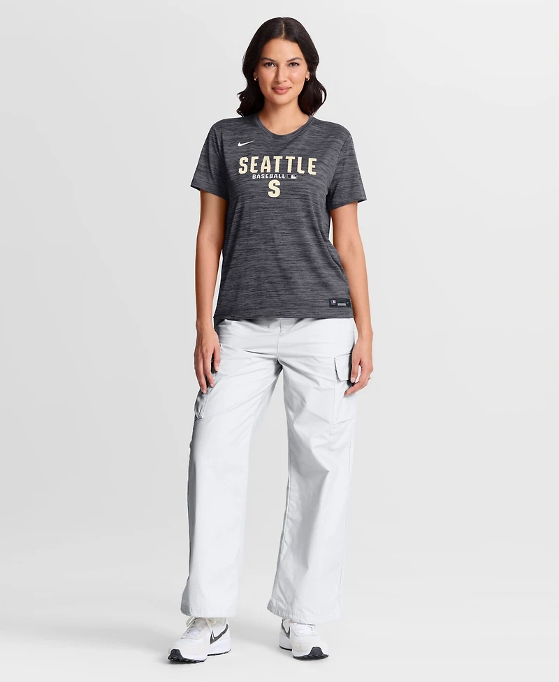 Nike Women's Black Seattle Mariners Authentic Collection Alternate Logo Velocity Dri-fit T-Shirt