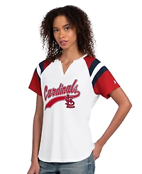Starter Women's White St. Louis Cardinals Game On Notch Neck Raglan T-Shirt