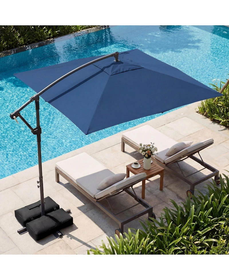 Gouun 8 x 8 Foot Square Offset Cantilever Patio Umbrella