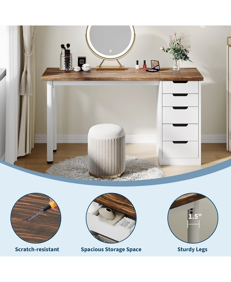 gaomon Modern 5 Drawer Home Office Desk - Spacious Writing Table with Ample Storage, Sturdy and Stylish Design, Easy to Assemble