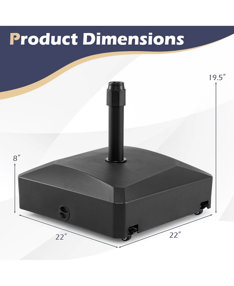 Gouun 176 lb Fillable Rolling Umbrella Base with Wheels and Locks