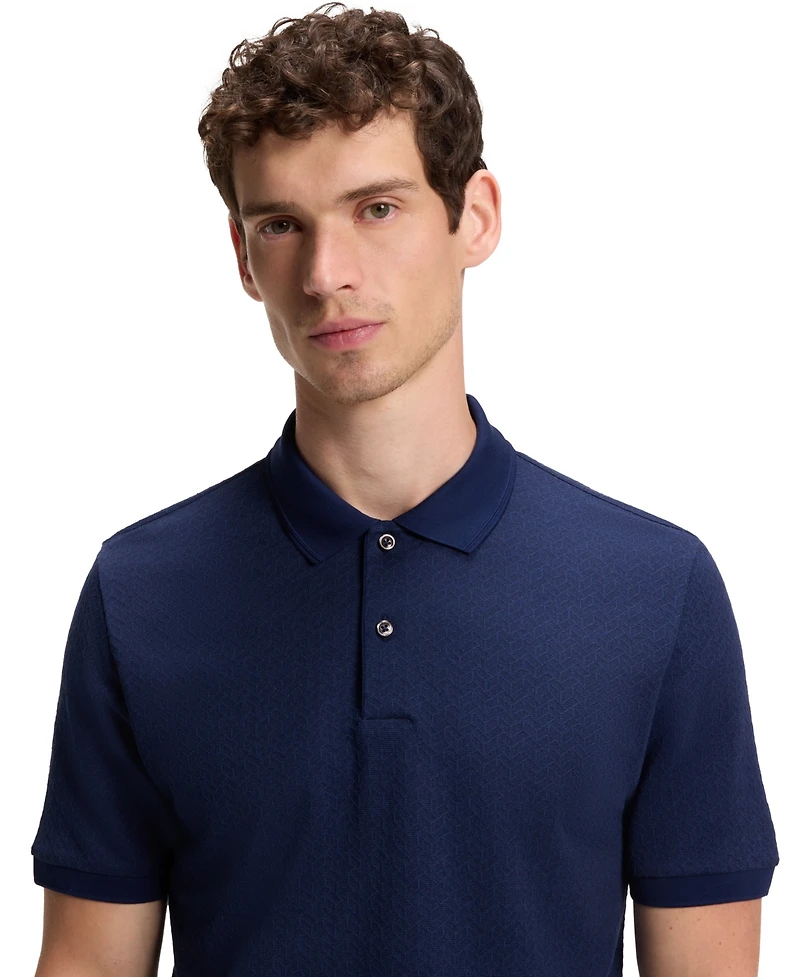 Boss by Hugo Men's Cotton-Silk Jacquard Regular-Fit Polo