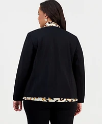 Kasper Plus Double-Breasted Collarless Blazer