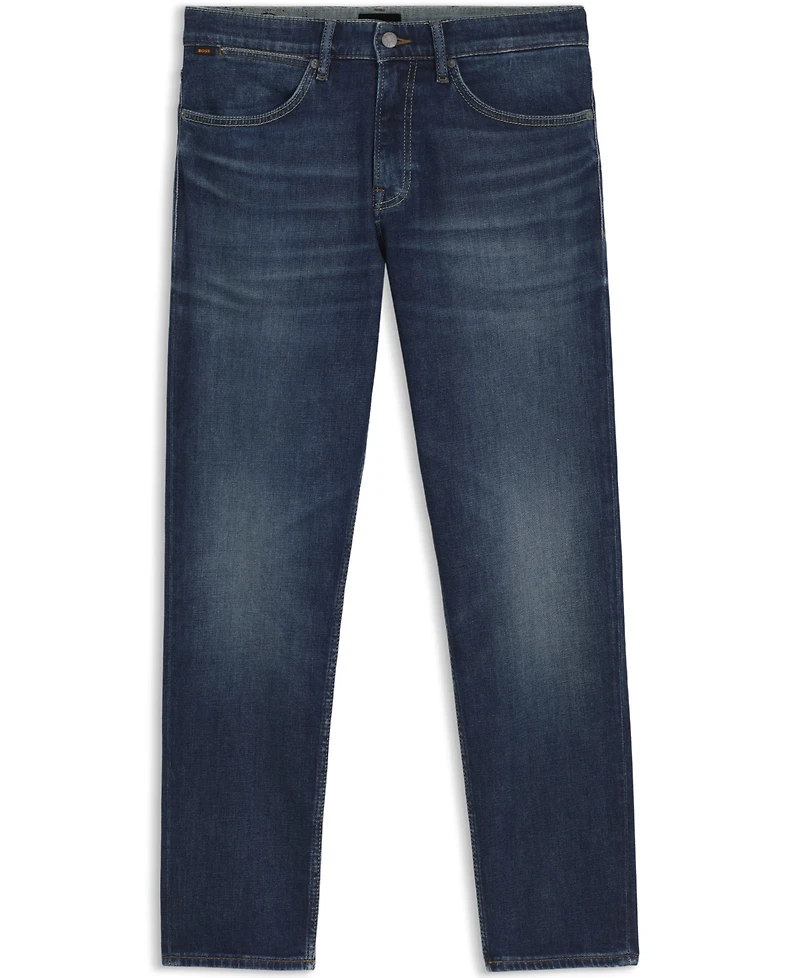 Boss by Hugo Men's Stretch Cotton Contrast Stitching Tapered-Fit Jeans