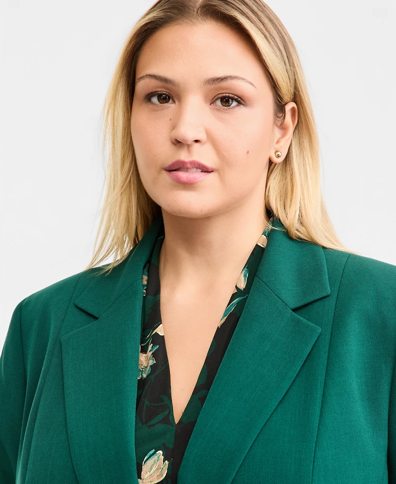 Kasper Plus Single-Button Notch Collar Tailored Blazer