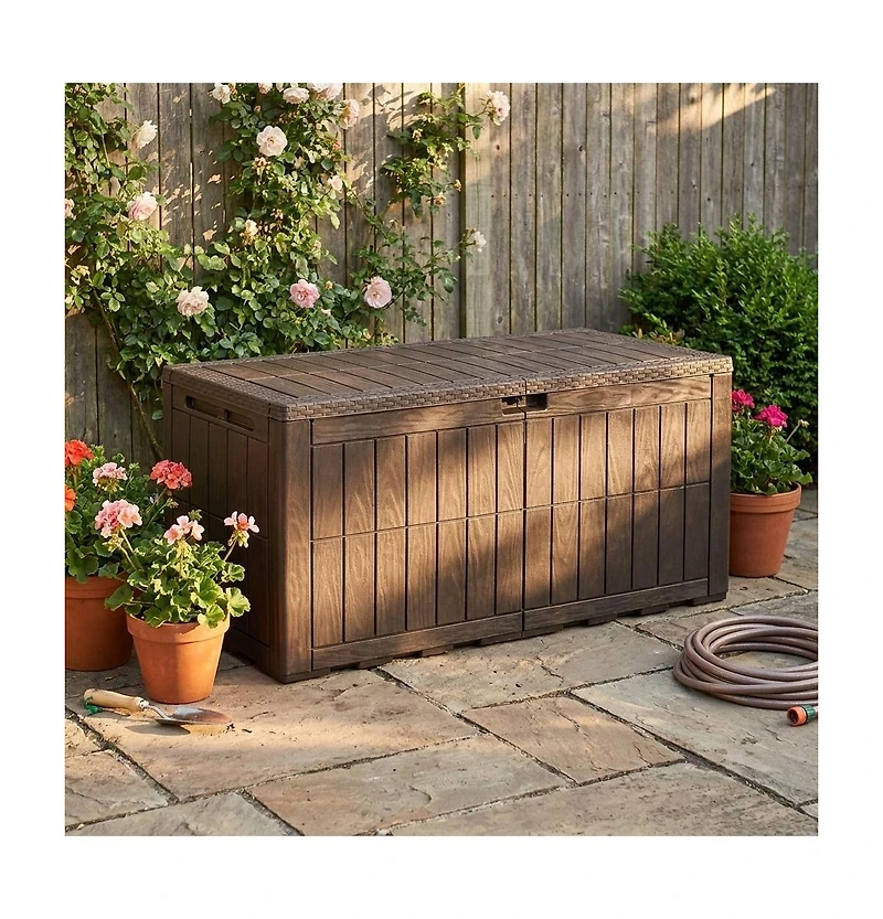 Gouun 120 Gallon Outdoor Deck Box with Hydraulic Lift Lid