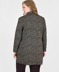 Kasper Plus Stand Collar Topperknit Mid-Length Jacket