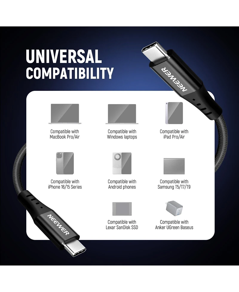 Neewer PS010 Camera Battery and Charging Accessory with 35cm, 240W, Usb C for select iPhone and Android mobile devices