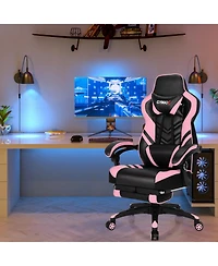 Gouun Adjustable Gaming Chair with Retractable Footrest and Headrest
