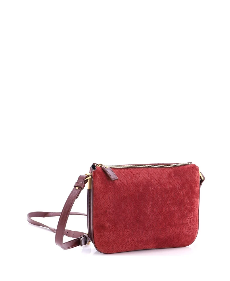Pre-Owned Saint Laurent Small Zip Crossbody Bag Monogram All Over Suede