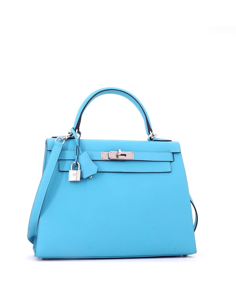 Pre-Owned HERMES Kelly 28 Handbag Epsom with Palladium Hardware