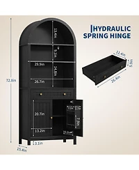 homfan 73 Inch Tall Arched Pantry Cabinet with Drawer, Farmhouse Storage Hutch, Adjustable Shelves for Kitchen and Living Room