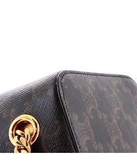 Pre-Owned Celine Mini Cuir Triomphe Box Chain Crossbody Bag Triomphe Coated Canvas