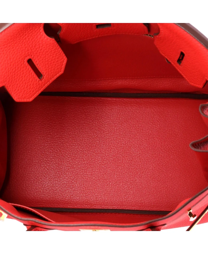 Pre-Owned HERMES Birkin 30 Handbag Red Clemence with Gold Hardware