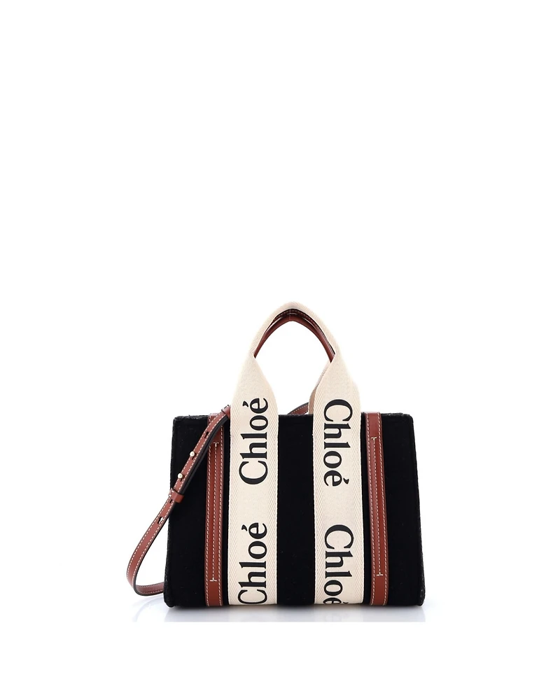 Pre-Owned Chloe Woody Tote Felt with Leather and Canvas