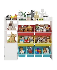 homfan 4-Tier Kids Toy Organizer with 8 Removable Bins and 3 Storage Cubbies, Bookshelf for Bedroom, Playroom Nursery