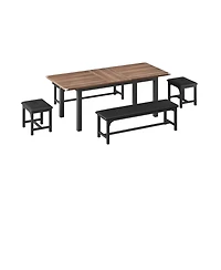 homfan Extendable Rectangular Dining Table, Water Resistant Engineered Wood Table with Metal Legs, Easy Assembly Stylish Home Dining Furniture
