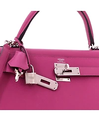 Pre-Owned HERMES Kelly Handbag Pink Epsom with Palladium Hardware