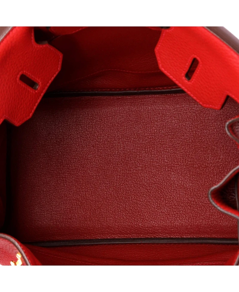 Pre-Owned HERMES Birkin 30 Handbag Red Clemence with Gold Hardware
