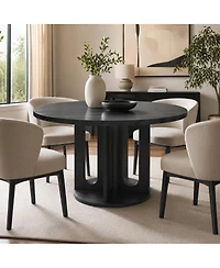 homfan 47" Round Dining Table with O-Shaped Legs - Modern Mdf Kitchen Table for 4-6 People, Easy Assembly, for Dining Room Living Room