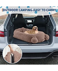 homfan Human Sized Dog Bed, 71 Inch Extra Large Orthopedic Pet Sofa with Soft Faux Fur , and Storage Pockets for Adults Pets