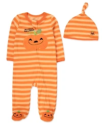Baby Essentials Girls' or Boys' My First Halloween Footie and Hat, 2-Piece Set