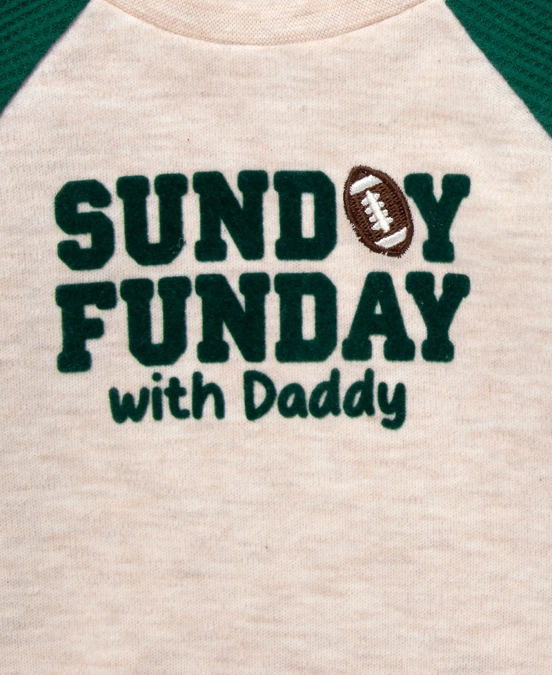 Baby Essentials Boys' Sunday Funday with Daddy Bodysuit, Jogger Pants, Socks and Hat, 4-Piece Set