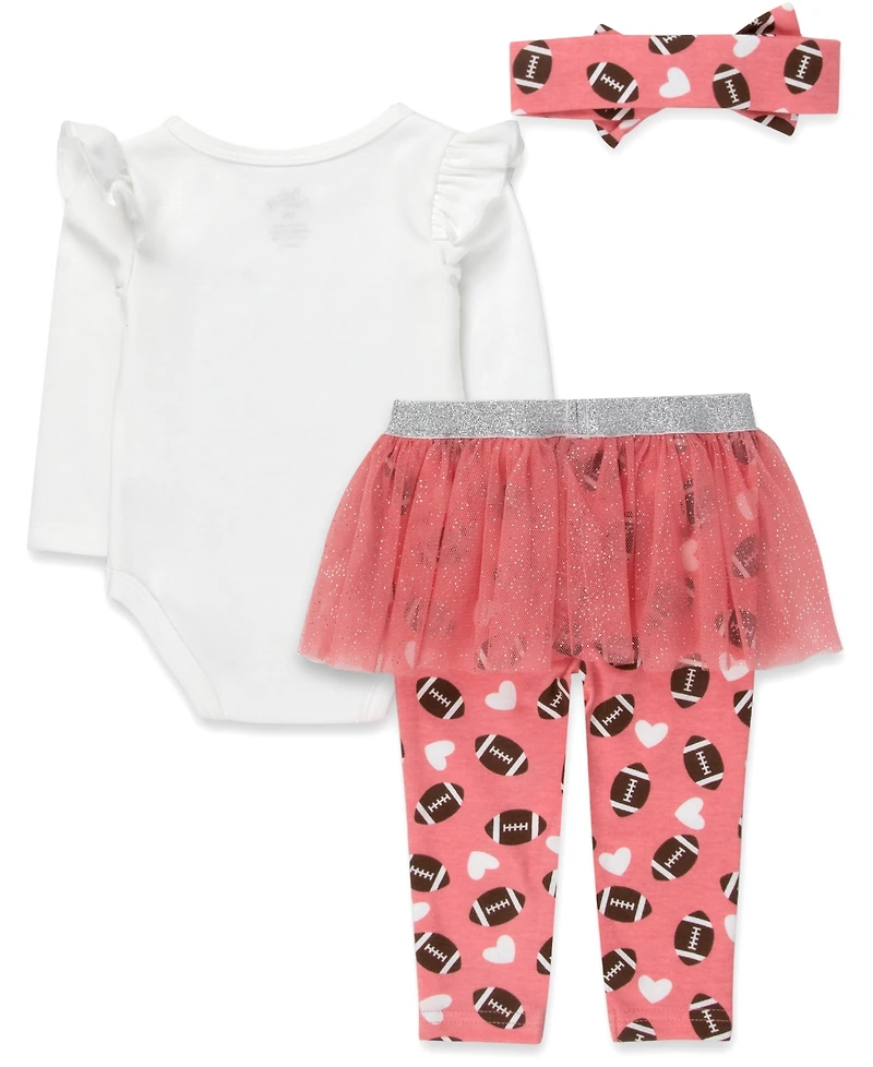 Baby Essentials Girls' Sundays are for Football with Daddy Bodysuit, Leggings and Headband, 3-Piece Set