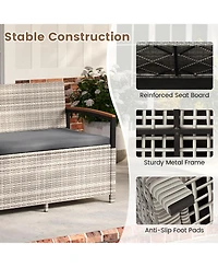 Slickblue Patio Storage Bench with Cushion and Deck Box Storage Compartment