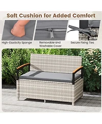 Slickblue Patio Storage Bench with Cushion and Deck Box Storage Compartment