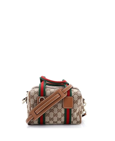 Pre-Owned Gucci Mini Web Boston Bag Gg Canvas
