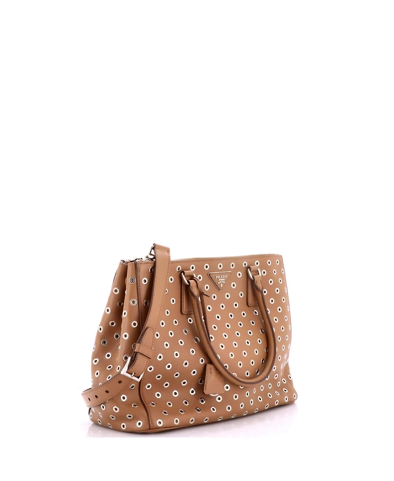 Pre-Owned Prada Medium Grommet Galleria Double Zip Tote City Calfskin