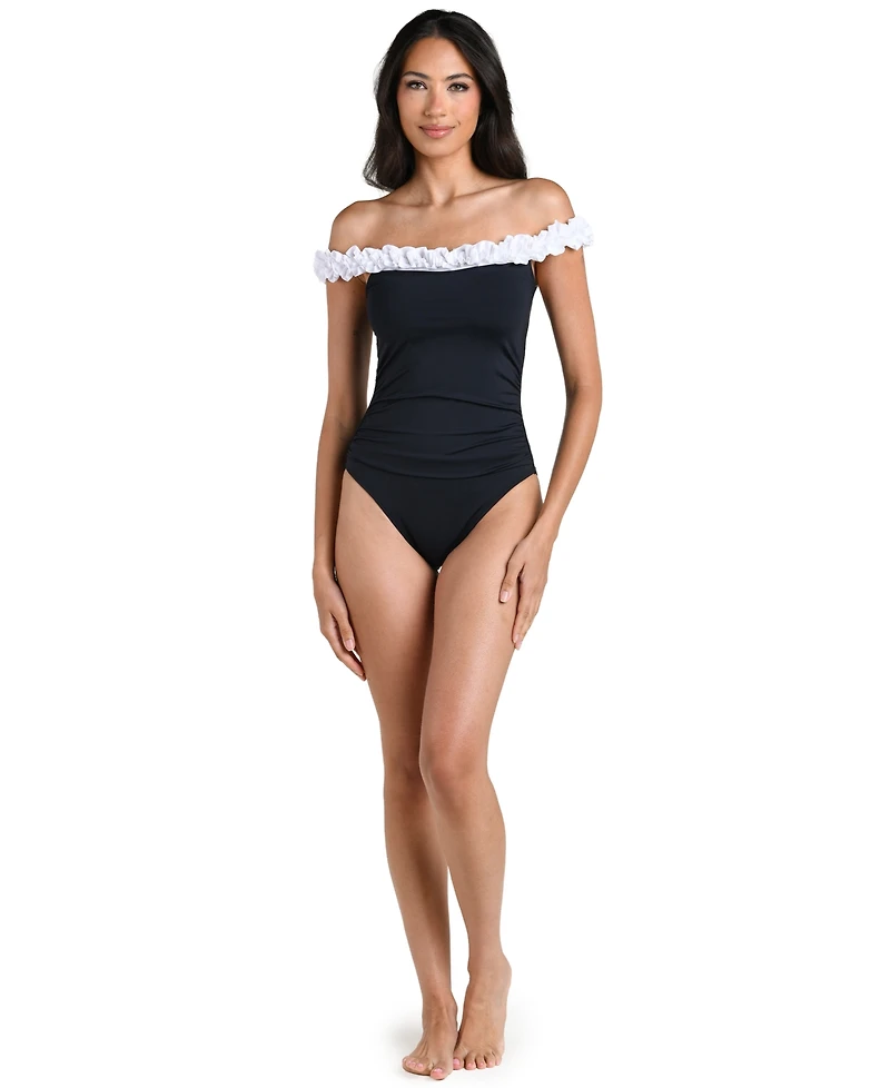 La Blanca Women's Island Goddess Ruffle Off-The-Shoulder One-Piece Swimsuit