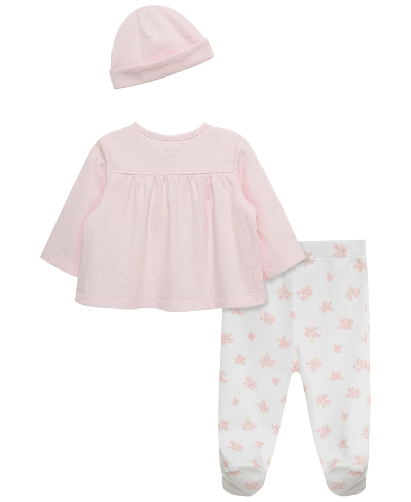 Little Me Baby Girls' Long-Sleeve Cardigan, Pants and Hat, 3-Piece Set