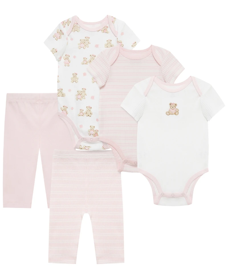 Little Me Baby Girls' Short-Sleeve Bodysuit and Pants, 2-Piece Set