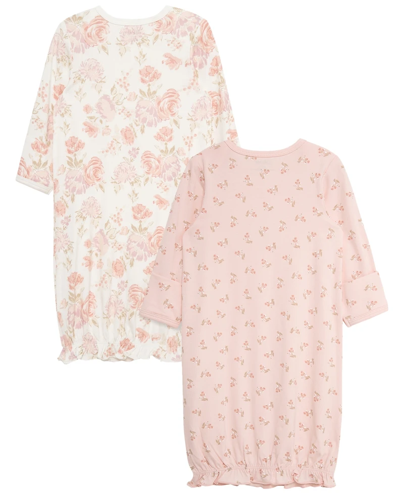 Little Me Baby Girls' Long-Sleeve Floral Sleeper Gowns, 2-Pack
