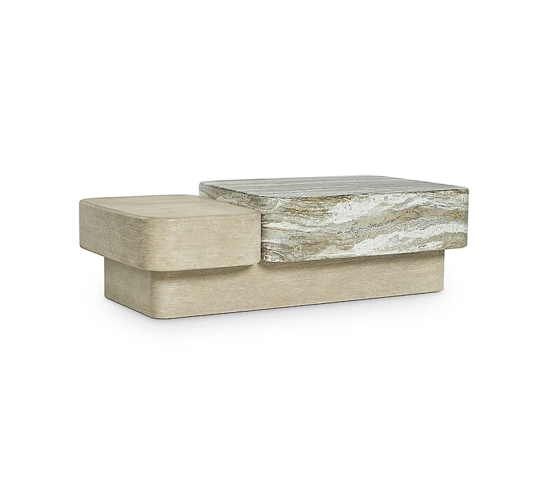 Bernhardt Arcadia 2-Piece Faux Stone Cocktail and Stone Side Table Set