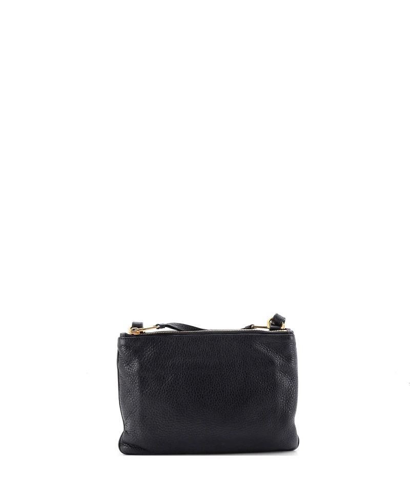 Pre-Owned Prada Small Double Zip Crossbody Bag Vitello Daino