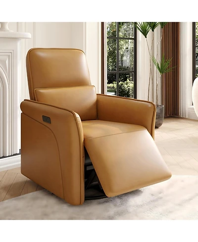 homfan 360 degrees) Swivel Electric Rocker Recliner, Upholstered Deep Seat with Adjustable Lumbar Support and Usb Charging Station