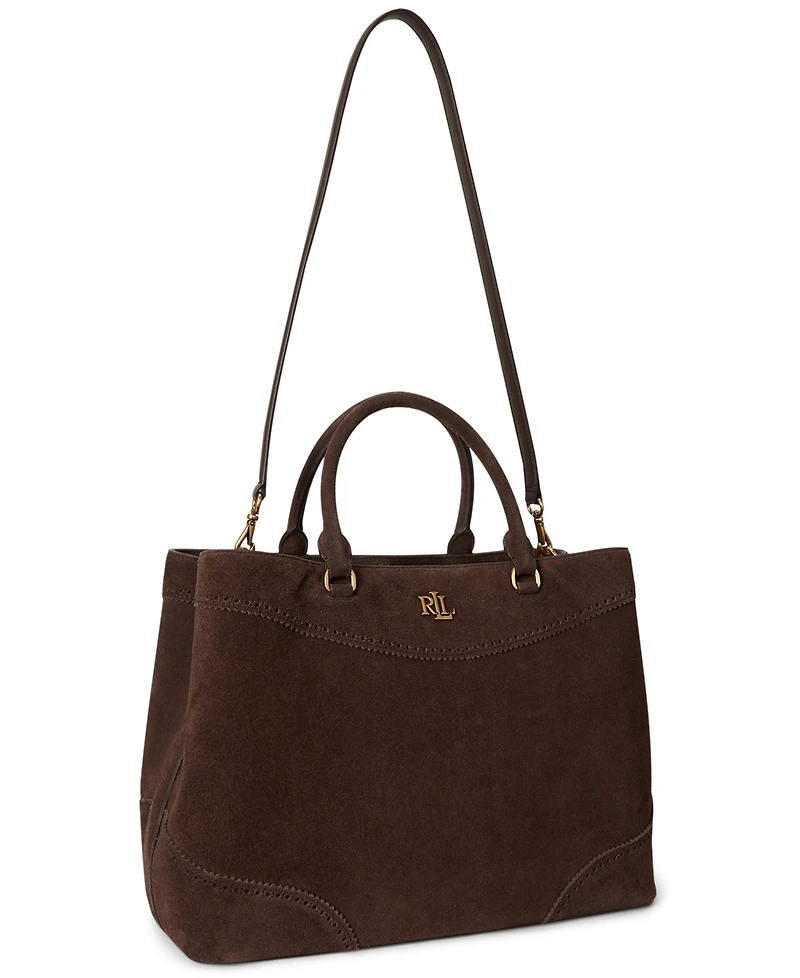 Lauren Ralph Suede Marcy Large Satchel Handbag