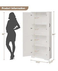 homfan 60" Tall Pantry Cabinet with Adjustable Shelves Freestanding Mdf Cupboard with Anti-Tip Device for Kitchen Bathroom Living Room