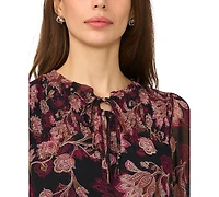 Msk Women's Smocked Yoke Ruffle Neck Dress
