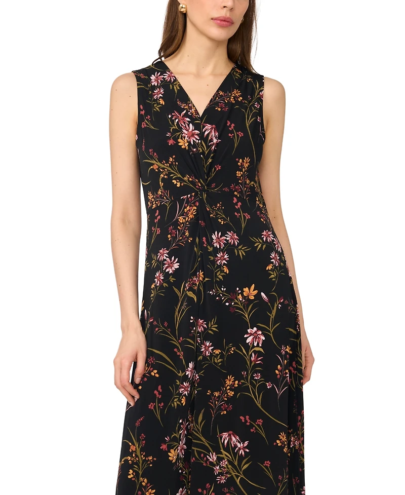 Msk Women's V Neck Twist Front Maxi Dress
