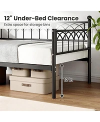 homfan Twin Size Daybed with Trundle, Black Metal Sofa Bed Frame with Steel Slat Support and 350 Lb Capacity for Living Room or Bedroom